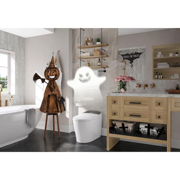 Tankless Elongated Smart Toilet Bidet in White with Auto Flush, Heated Seat, Warm Air Dryer, Bubble Infusion Wash