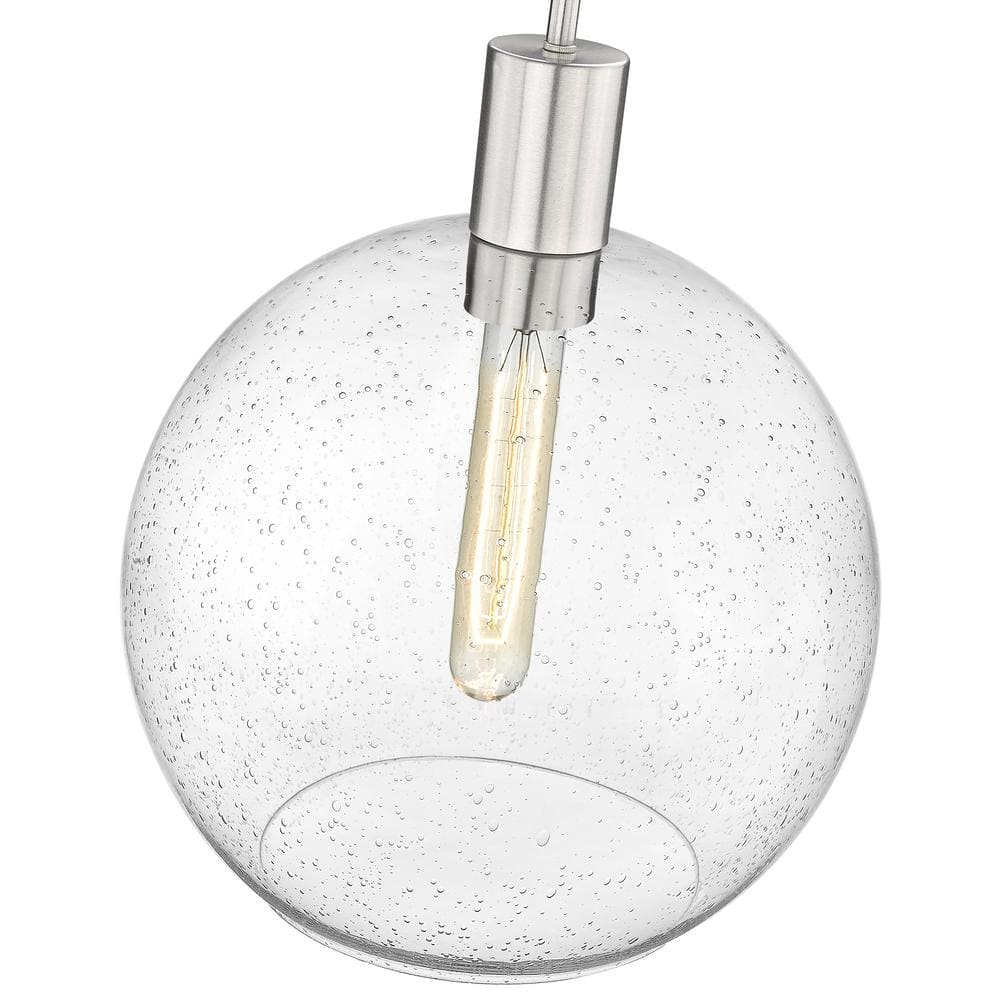 Brushed Nickel Globe Pendant with Clear Glass Shade