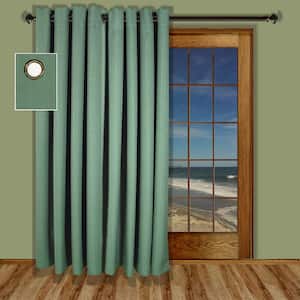 Green Woven Solid 110 in. W x 84 in. L Grommet Blackout Curtain