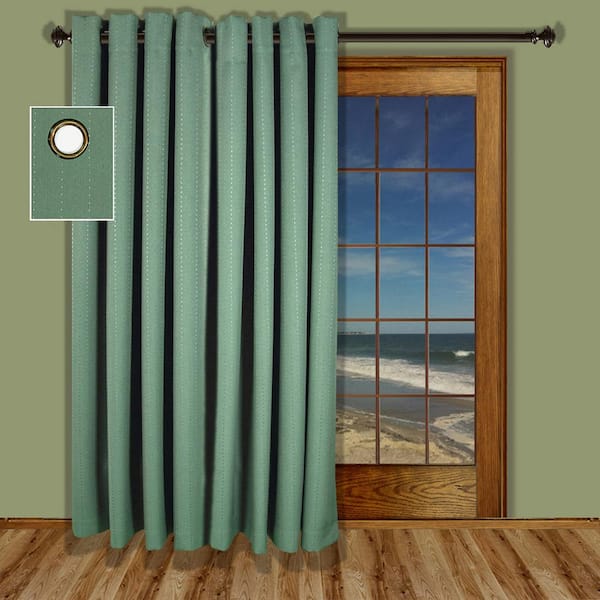 Green Woven Solid 110 in. W x 84 in. L Grommet Blackout Curtain