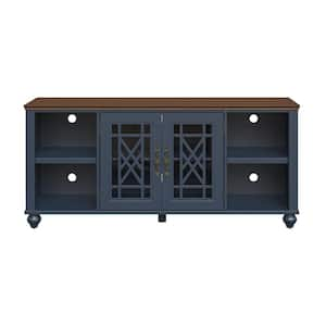 Elegant Navy 60 in. TV Stand Fits TVs up to 70 in. to 75 in. with Open Storage