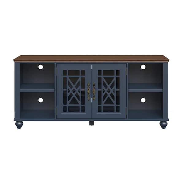 FESTIVO Elegant Navy 60 in. TV Stand Fits TVs up to 70 in. to 75 in. with Open Storage