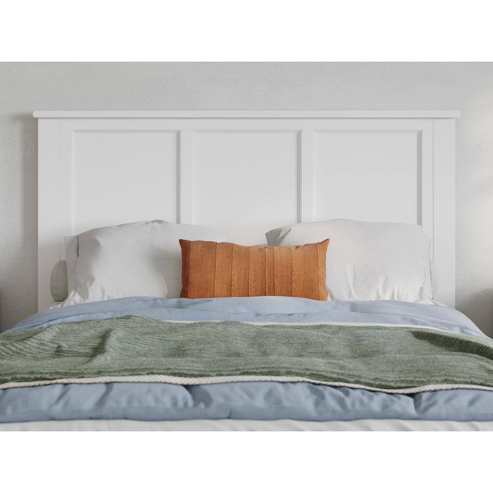 Madison Full White Wood Panel Headboard with USB Charging Station