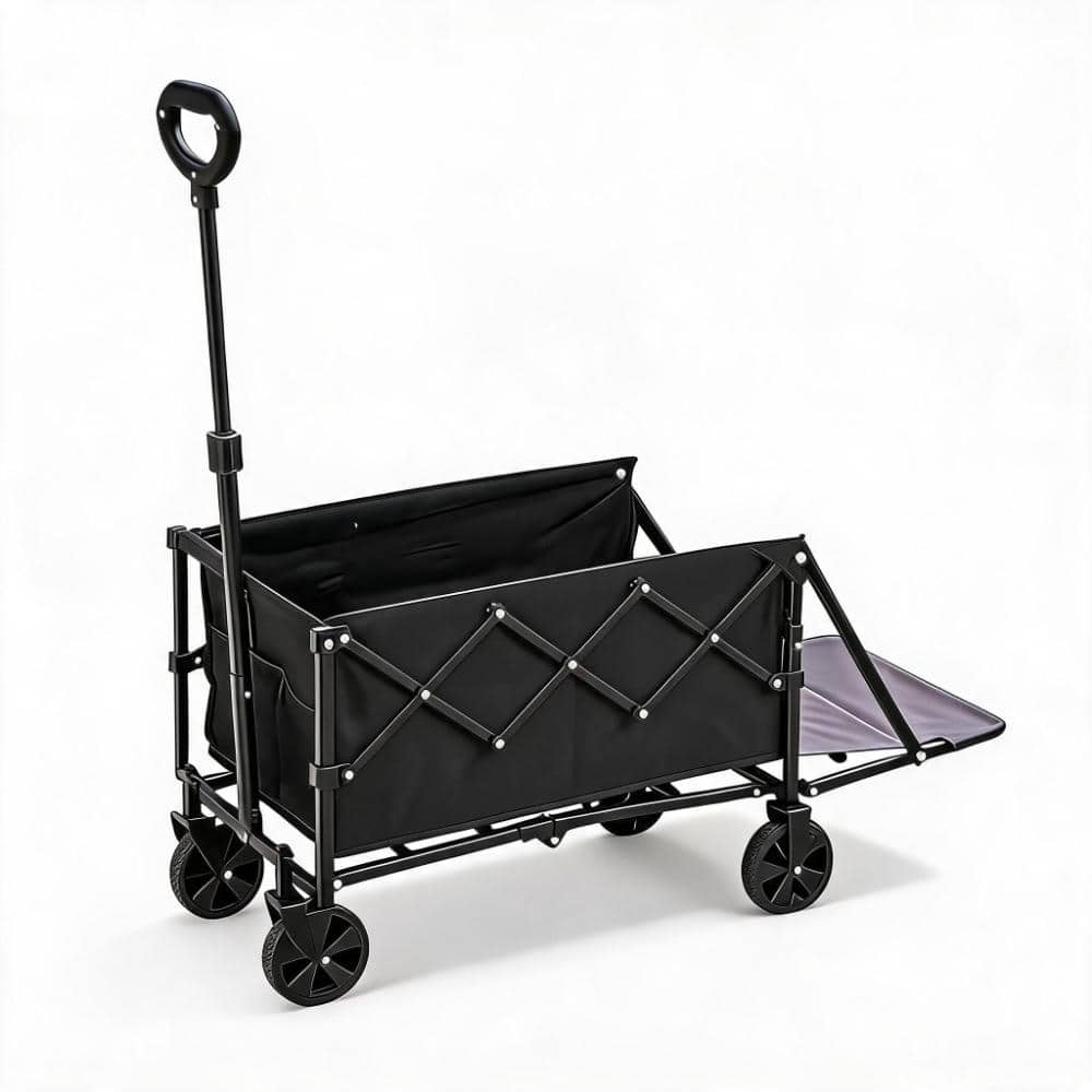 homfan Collapsible Wagon Cart Max 220lb Load & Expandable Storage 120L, Double Bearing Design for Flexible Steering