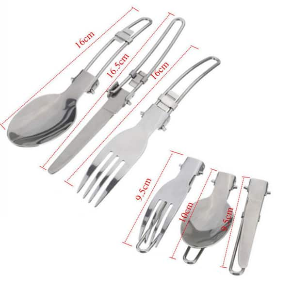 8 In 1 Camping Cutlery Set Folding Tableware Stainless Steel Portable With  Holder For Picnic Hiking