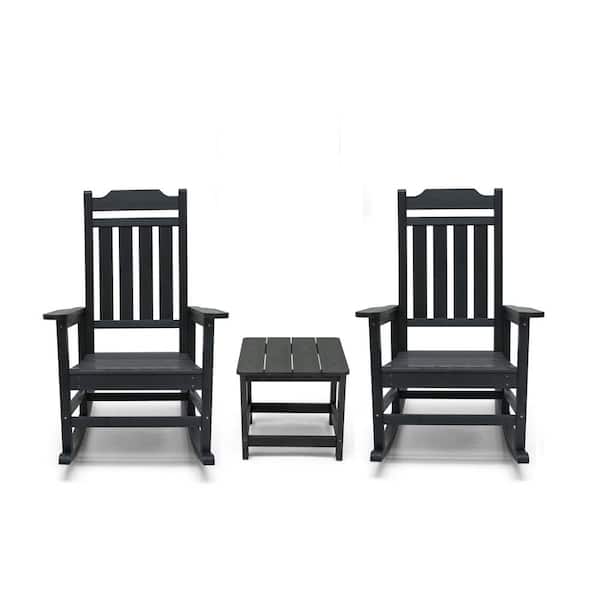 luxeo Belmont Black 3-Piece All-Weather Plastic Patio Conversation Set