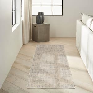 Currents Beige Grey 2 ft. x 7 ft. Abstract Contemporary Runner Area Rug