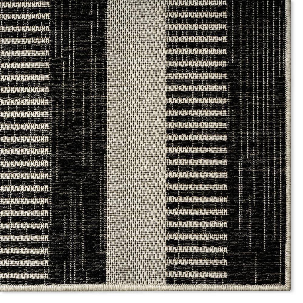 Charlotte Modern Black and Grey Striped Synthetic Indoor/Outdoor Rug