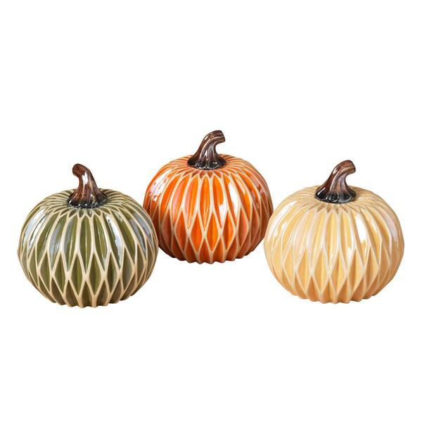 GERSON INTERNATIONAL Assorted 6 in. H Dolomite Harvest Pumpkins (Set of 3)