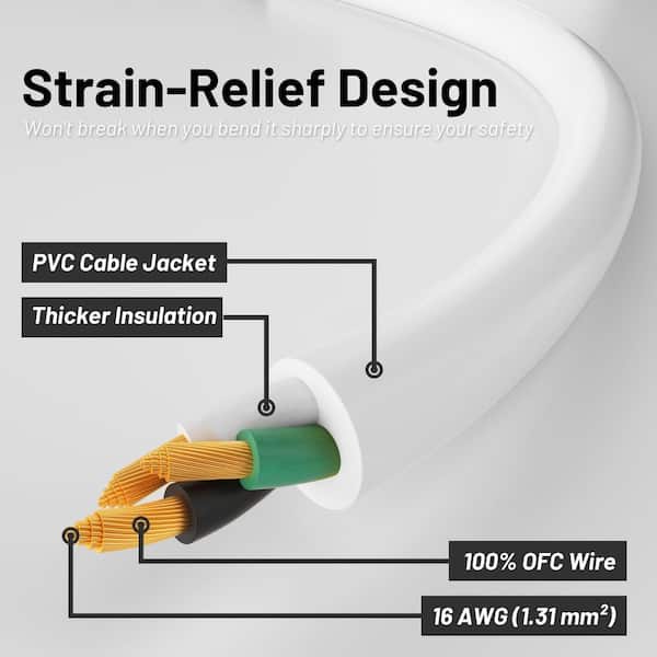 6 ft. 1625W 16-Gauge 1-Conductor SJTW Rated Indoor Outdoor Braided
