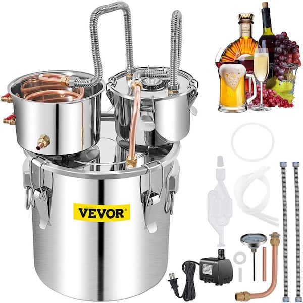 Alcohol Still, 13.2 Gal. / 50L Stainless Steel Water Alcohol Distiller, Thermometer, DIY Whisky Wine Brandy, Silver