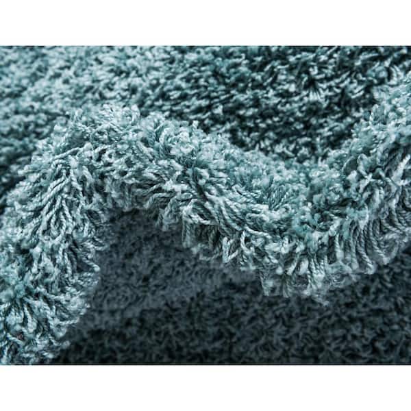 Solid Shag Collection Area Rug (2 ft. 7 in. x 13 ft. 1 in. Runner Light Slate Blue)