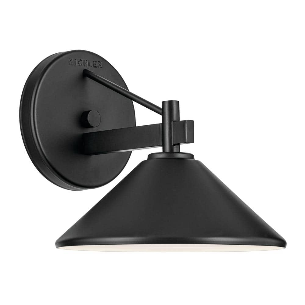 KICHLER Ripley 7.5 in. 1-Light Black Outdoor Hardwired Barn Sconce with No Bulbs Included (1-Pack)