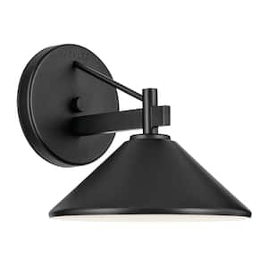 Ripley 7.5 in. 1-Light Black Outdoor Hardwired Barn Sconce with No Bulbs Included (1-Pack)