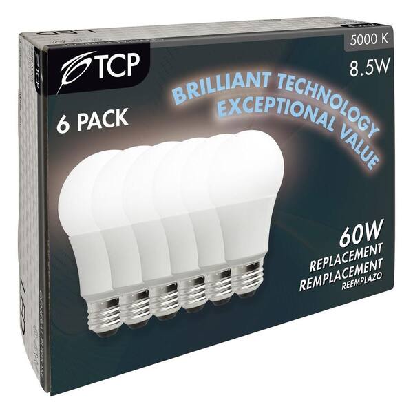 TCP - 60-Watt Equivalent Daylight (5000K) A19 Non-Dimmable LED Light Bulb (6-Pack)