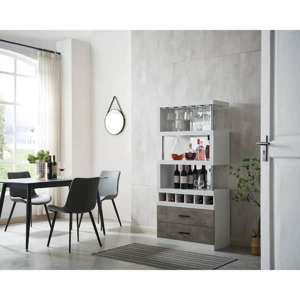 Home Source Industries Contemporary/Modern White and Walnut Kitchen Hutch  with Wine Storage in the Dining & Kitchen Storage department at