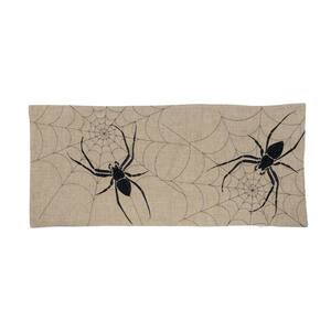 0.1 in. H x 16 in. W x 36 in. D Halloween Creepy Spiders Double Layer Table Runner in Natural