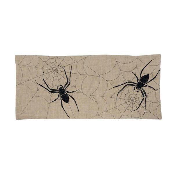 Xia Home Fashions 0.1 in. H x 16 in. W x 36 in. D Halloween Creepy Spiders  Double Layer Table Runner in Natural XD188031636 - The Home Depot