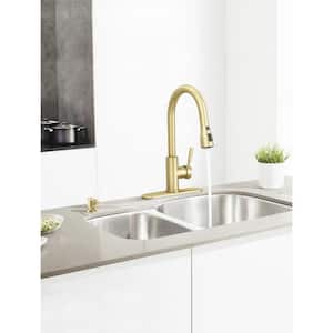 Garrick Single-Handle Pull-Down Sprayer Kitchen Faucet in Matte Gold