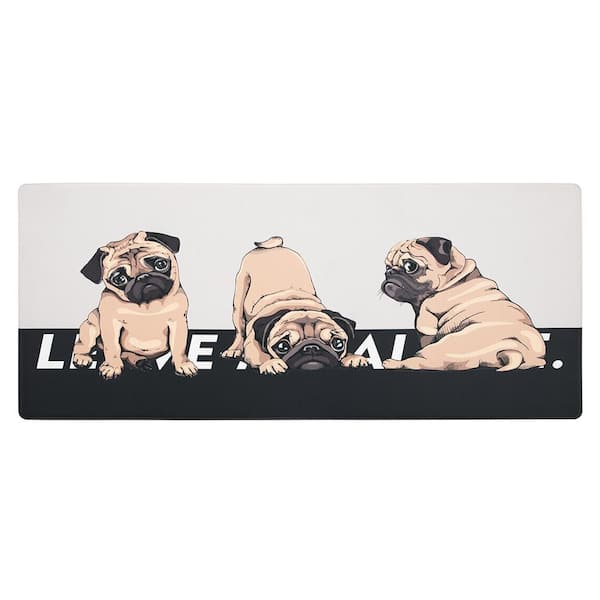 RayStar Black Beige 20 in. x 31.5 in. PVC Kitchen Mat Anti-Fatigue Mat Non-Slip