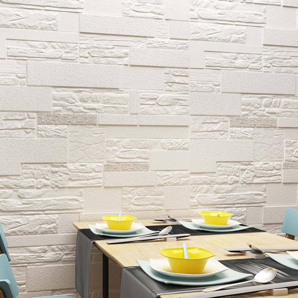 Off-White 3D Faux Brick Peel and Stick Wall Panels