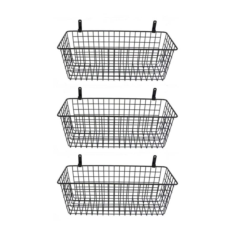 3-Piece Black Hanging Wall Wire Baskets, Farmhouse Food Storage for Kitchen, Pantry and Laundry price history on PriceWatchPro
