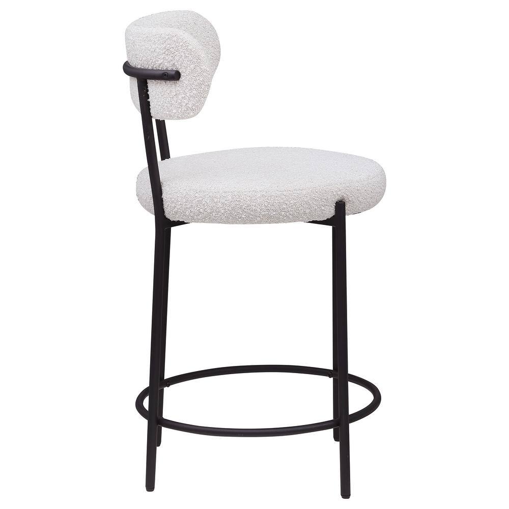 Viola Cream Boucle Upholstered Counter Stools with Black Metal Frame
