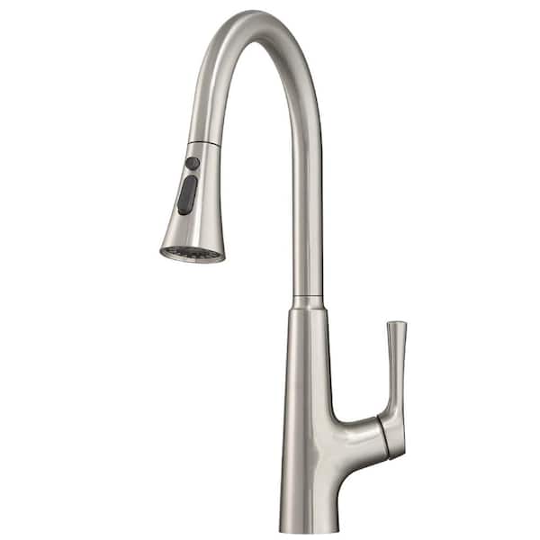 Boyel Living Single-Handle Touchless Pull-Out Sprayer Kitchen Faucet with Water Supply Lines in Brushed Nickel