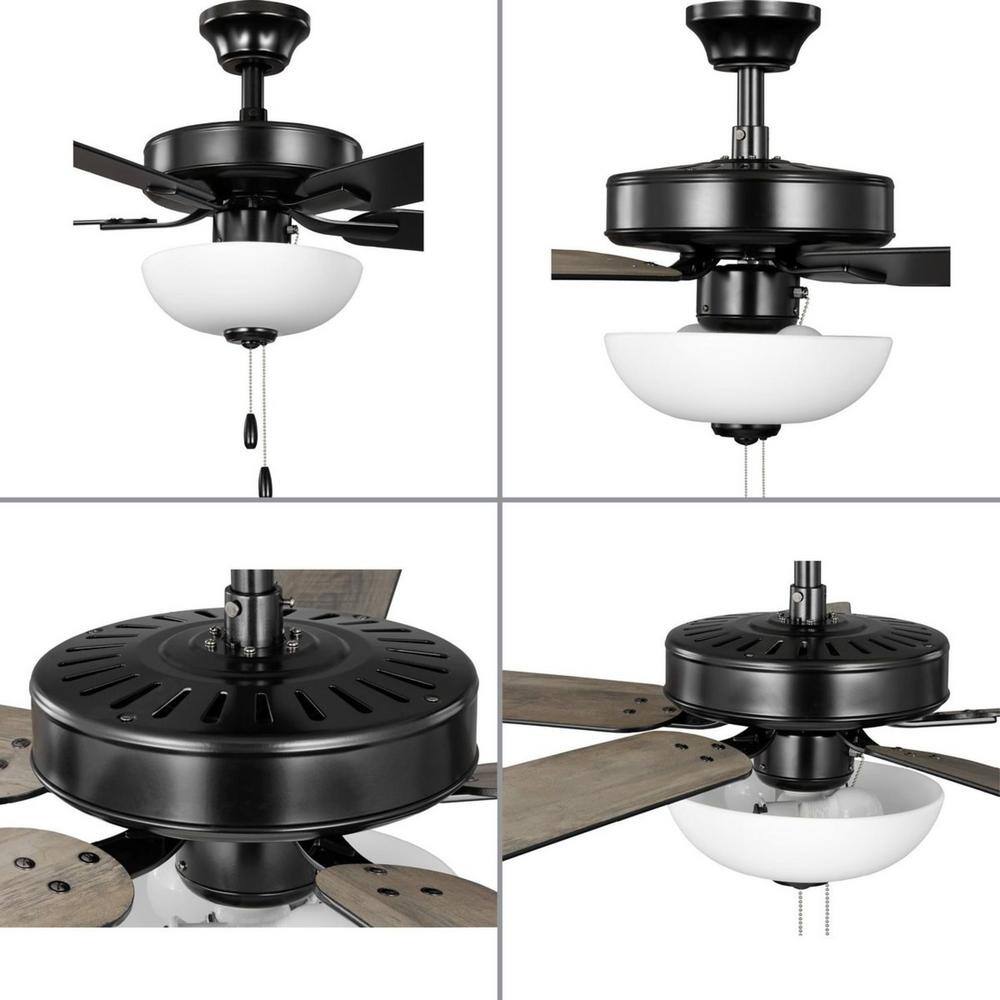 AirPro 52-Inch Matte Black Ceiling Fan with Light and Reversible Blades