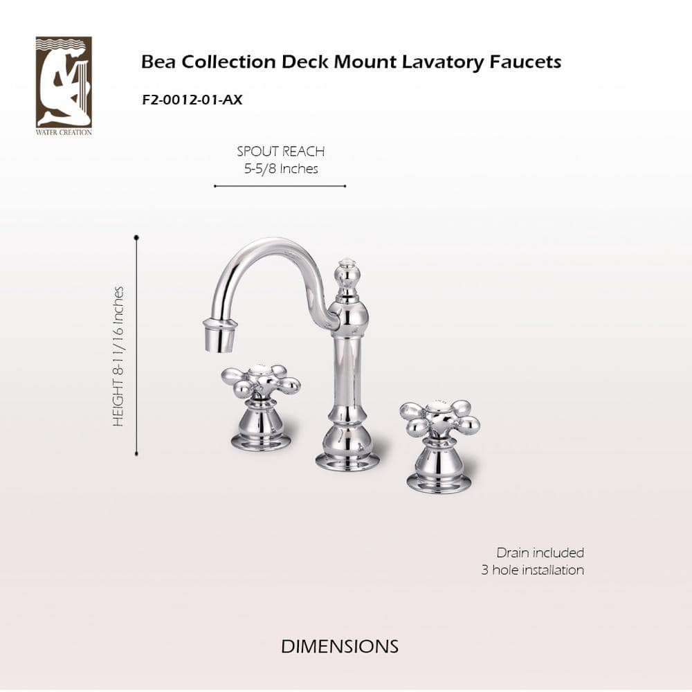 Chrome Classic Widespread Lavatory Faucet with Metal Cross Handles