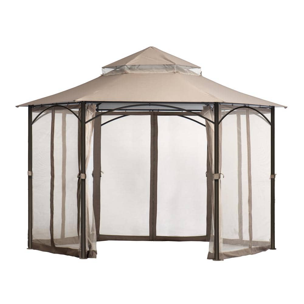 Magnolia 13 ft Brown Steel Frame Outdoor Gazebo
