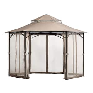 11 ft. D x 11 ft. W Magnolia High-Quality Steel Frame Gazebo with Fabric Roof and Mosquito Netting in Bronze