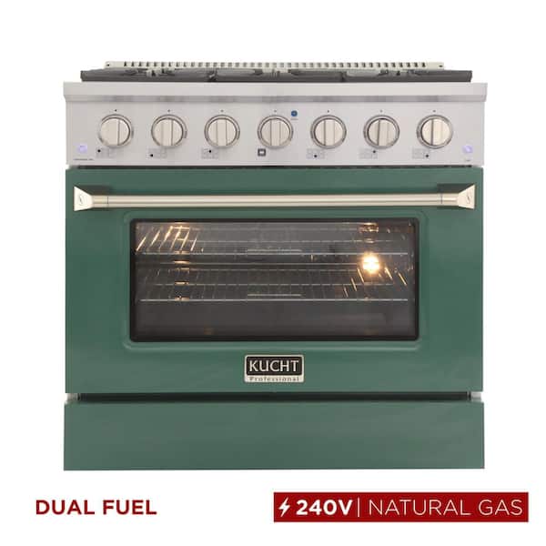 Kucht 36 in. 5.2 cu. ft. Dual Fuel Range with Gas Stove and Electric Oven with Convection Oven in Green