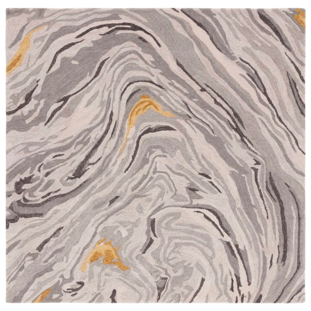 Soho 6 ft. x 6 ft. Gray/Gold Marble Square Area Rug price history on PriceWatchPro