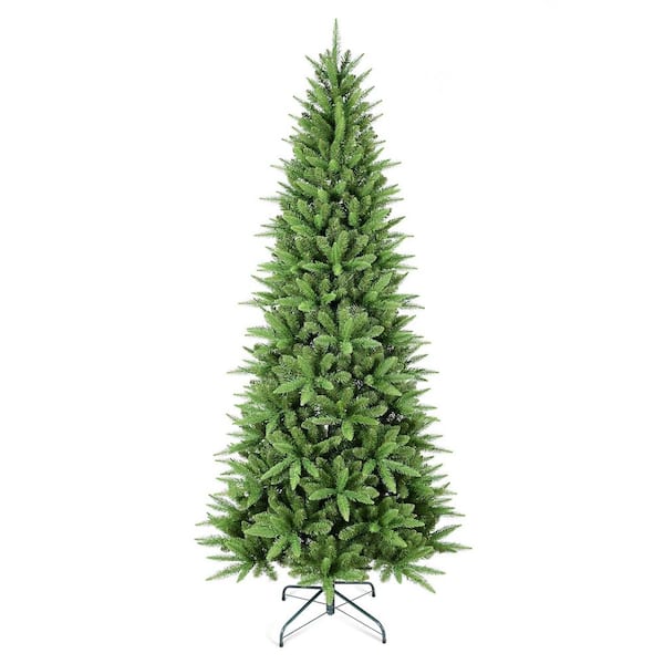 4 ft. Slim Christmas Tree with 424 Tips, PE Plus PVC Branches, Hinged Design for Easy Setup, Stable Metal Stand