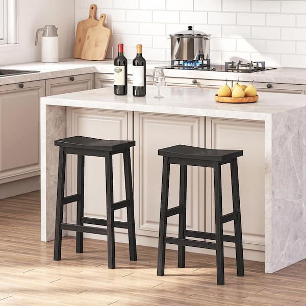 Outdoor Series Stackable Pine Wood Outdoor Bar Stools (2-Pack)