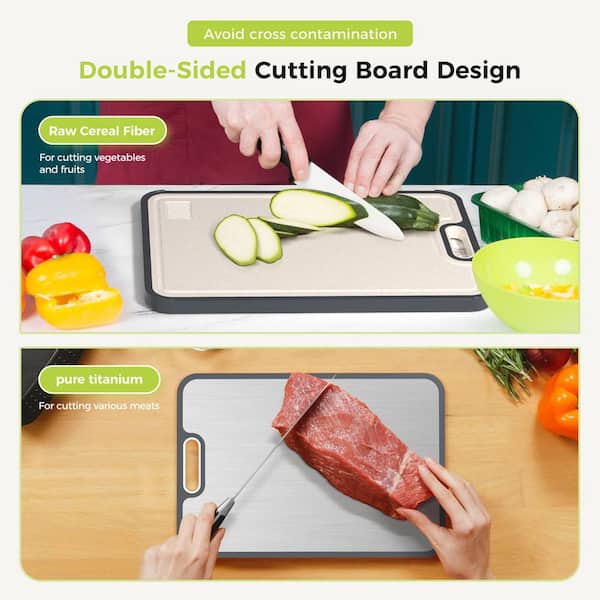 Wudkey 15.8 in. Silver Titanium Cutting Boards with Double Side