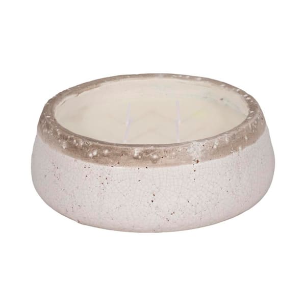 10 in. x 4 in. Ivory Woodsy Sage and Sea Salt Bowl Candle 35 oz.