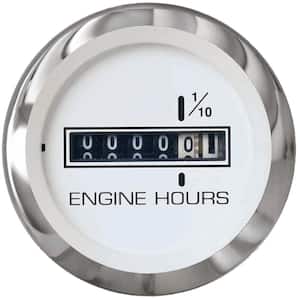 Lido 2 in. White and Stainless Steel 10,000-Hour Dial Range Hour Meter Gauge