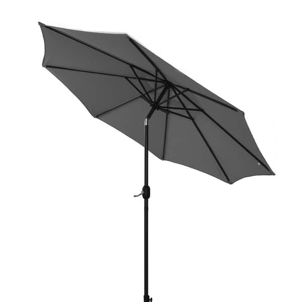 CASAINC 9 ft. Aluminum Market Tilt Patio Umbrella in Franch Grey