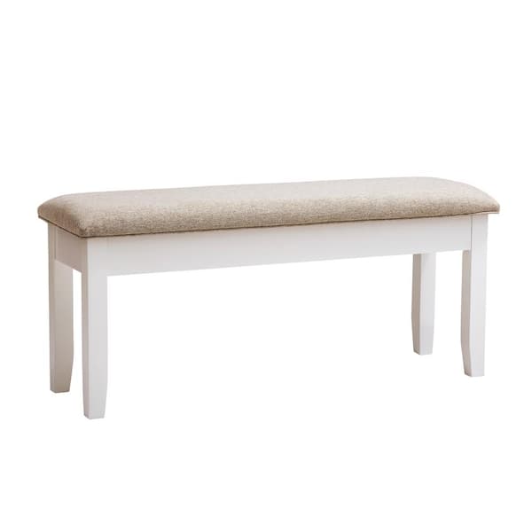 Twyla Vanilla White and Light Tan Dining Bench Backless with Storage 45 in.