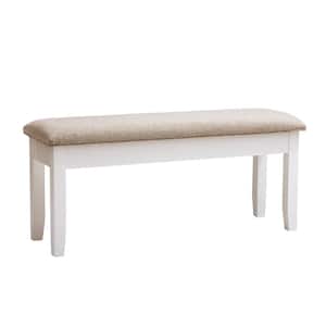 Twyla Brown Upholstered Storage Bench with Vanilla White Finish