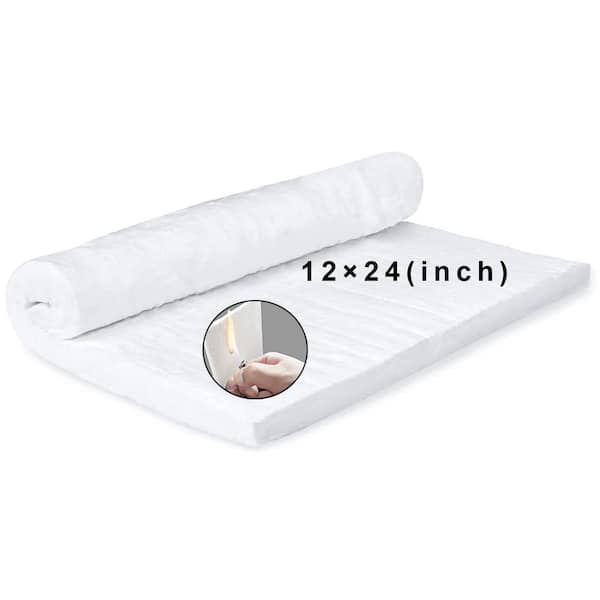 24 x 12 in. x 1 in. Th 2400F Fireproof Insulation Baffle, Resistance Ceramic Fiber Blanket for Oven Stoves, Kilns Forges