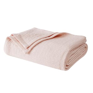Matelasse Organic Cotton Twin XL Blanket in Blush