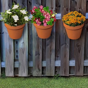 Large Composite Fence Pots Plain for Shadow Box Fences in a White Washed Terracotta Finish (Set of 3)