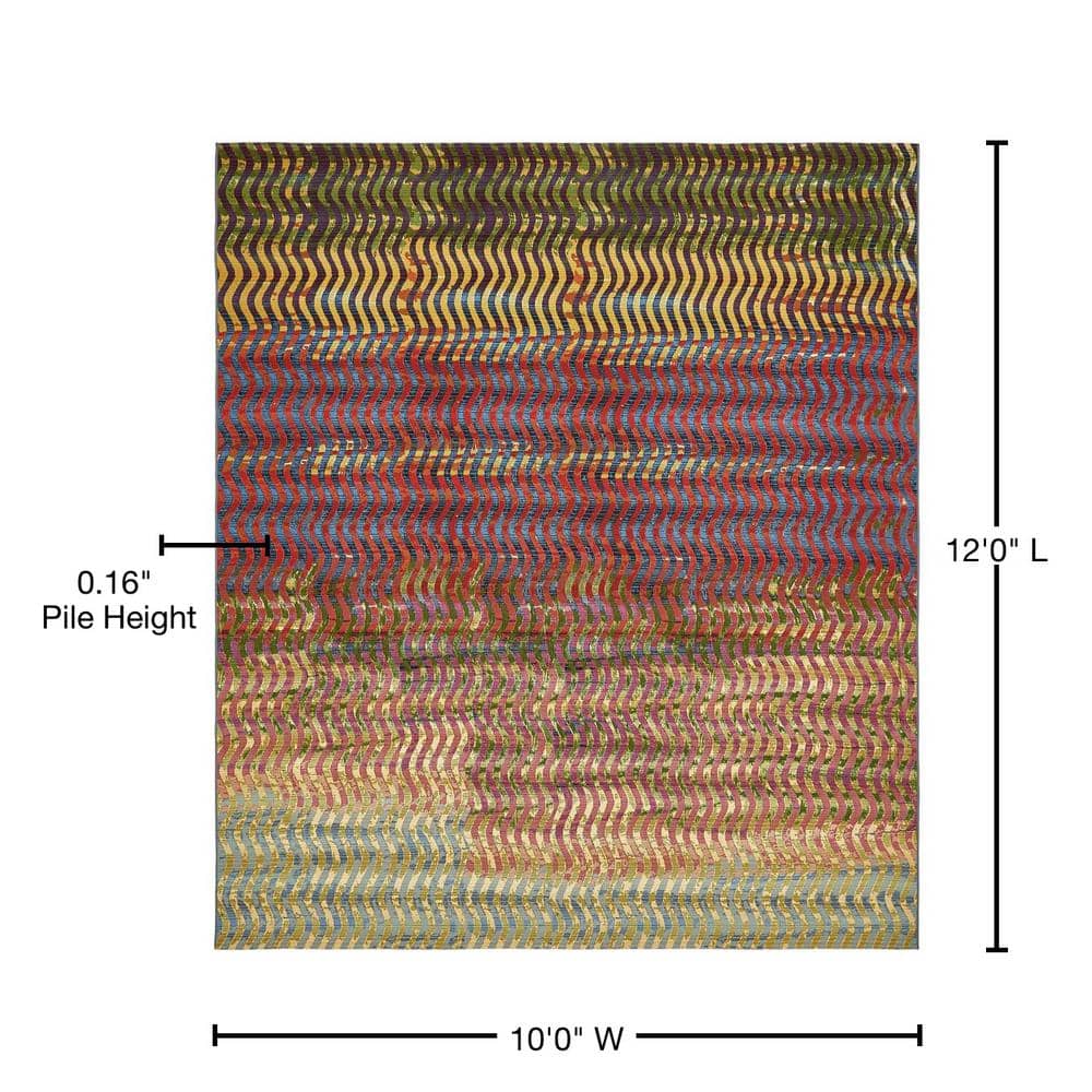 Vibrant Multi-Stripe 10' x 12' Outdoor Synthetic Area Rug