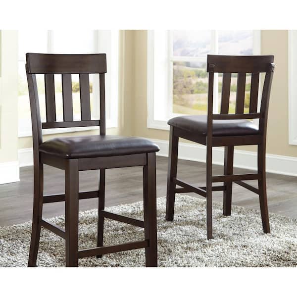 Haddigan Brown/Black Faux Leather Counter Height Bar Stool