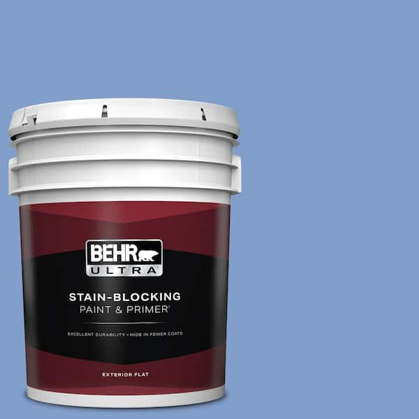 BEHR ULTRA 5 gal. #BIC-09 Caribbean Sky Flat Exterior Paint & Primer