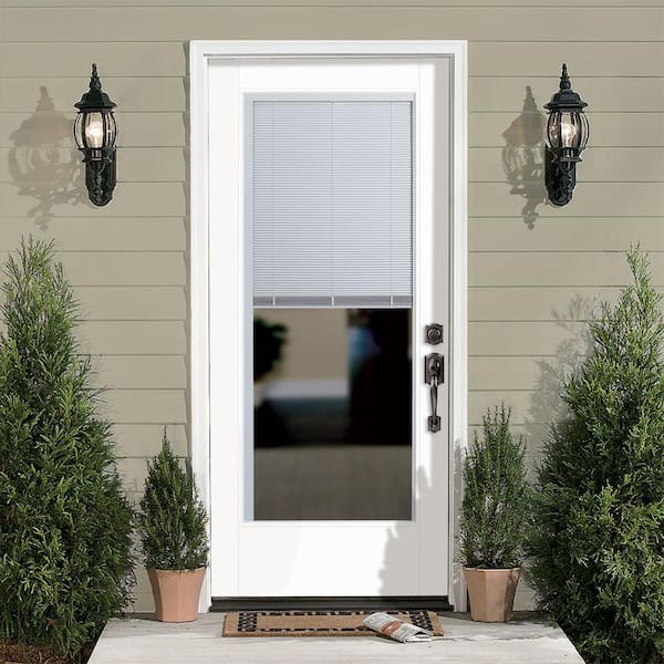 32 in. x 80 in. Vista Grande Right Hand Inswing Full Lite Mini Blind Primed Smooth Fiberglass Prehung Front Door