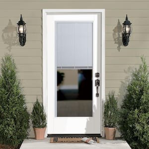 Vista Grande 32 in. x 80 in. 4-Panel Left-Hand Inswing Fan Light White Primed Fiberglass Prehung Door with Brickmold